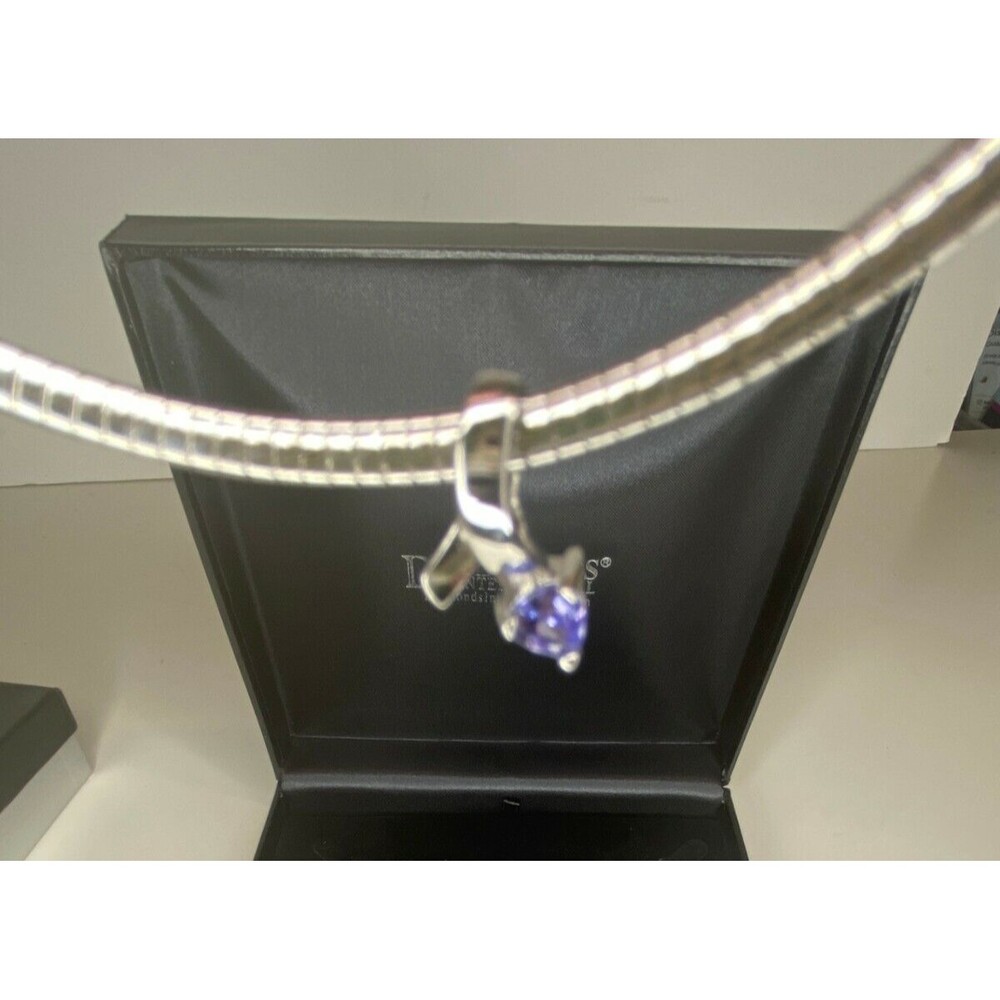 Tanzanite Necklace Purple Sterling Silver 925 Diamond Accent